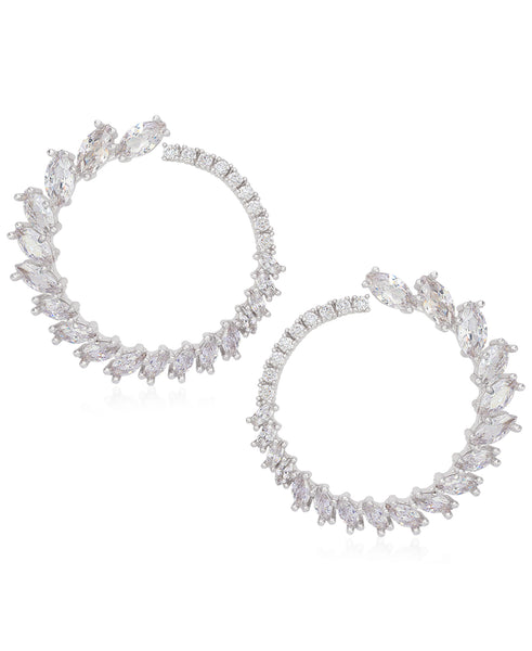 Rhona Sutton Sterling Silver Marquise Crystal Wrap Hoop Earrings - Rhona Sutton Jewellery
