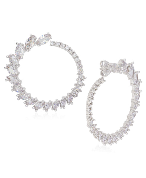 Rhona Sutton Sterling Silver Marquise Crystal Wrap Hoop Earrings - Rhona Sutton Jewellery