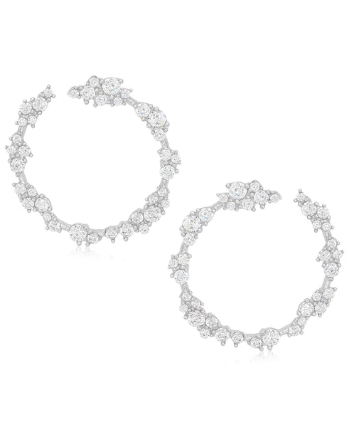 Rhona Sutton Sterling Silver Crystal Clusters Wrap Hoop Earrings - Rhona Sutton Jewellery