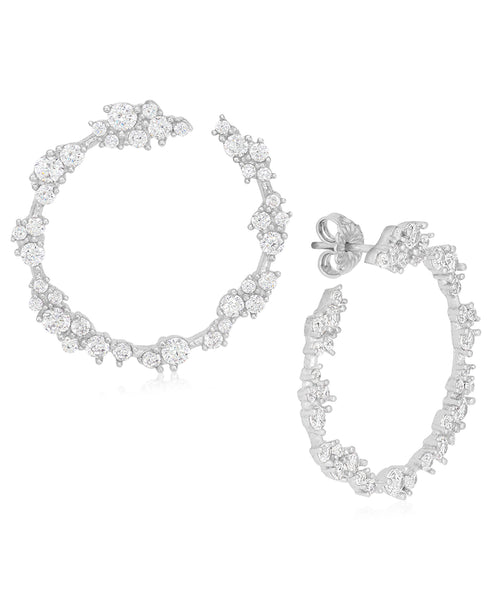 Rhona Sutton Sterling Silver Crystal Clusters Wrap Hoop Earrings - Rhona Sutton Jewellery
