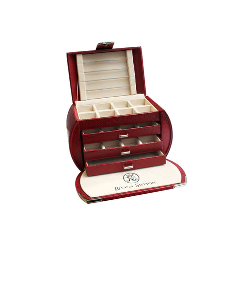 Red Medium Rounded Jewelry Case - Rhona Sutton Jewellery