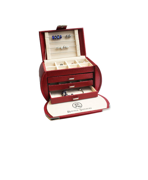 Red Medium Rounded Jewelry Case - Rhona Sutton Jewellery