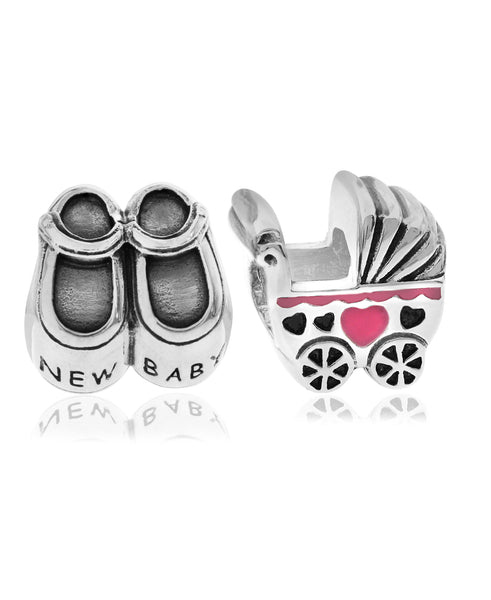 2-Pc. Set New Baby Bead Charms in Sterling Silver & Gold-Plate (2 colors) - Rhona Sutton Jewellery