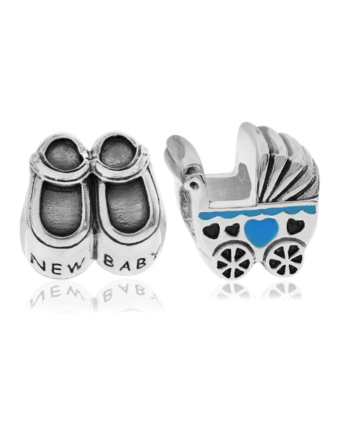 2-Pc. Set New Baby Bead Charms in Sterling Silver & Gold-Plate (2 colors) - Rhona Sutton Jewellery