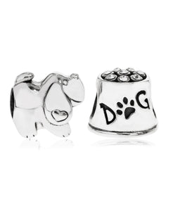2-Pc. Set Puppy Love Bead Charms in Sterling Silver - Rhona Sutton Jewellery