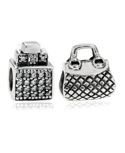 2-Pc. Set Perfume Bottle & Purse Bead Charms in Sterling Silver - Rhona Sutton Jewellery