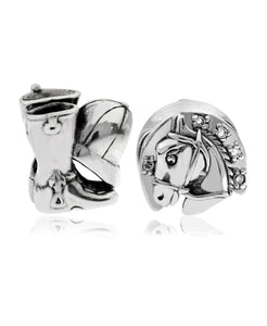 2-Pc. Equestrian Bead Charms in Sterling Silver - Rhona Sutton Jewellery