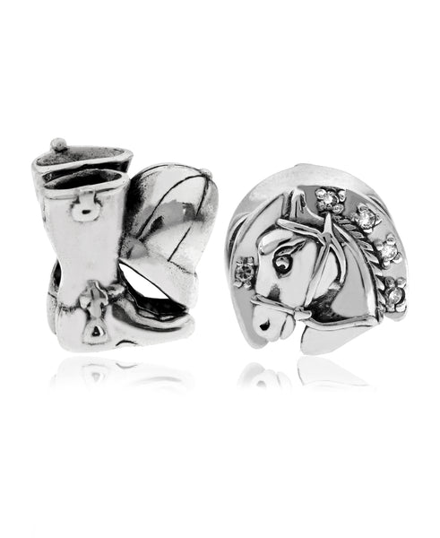 2-Pc. Equestrian Bead Charms in Sterling Silver - Rhona Sutton Jewellery