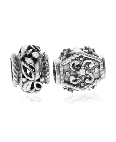 2-Pc. Fancy Filigree Bead Charms in Sterling Silver - Rhona Sutton Jewellery