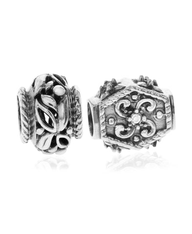 2-Pc. Fancy Filigree Bead Charms in Sterling Silver - Rhona Sutton Jewellery