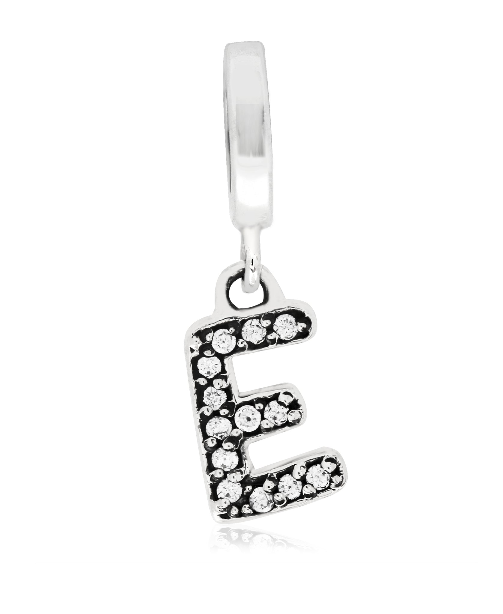 Cubic Zirconia Inital Charm in Sterling Silver (26 letters) - Rhona Sutton Jewellery