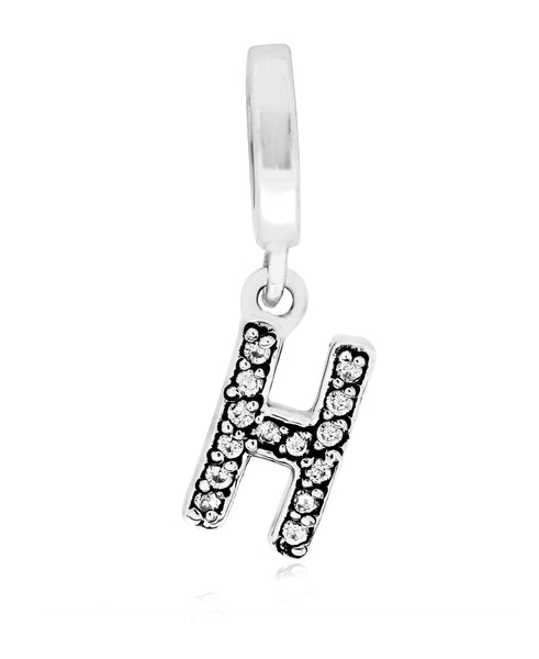 Cubic Zirconia Inital Charm in Sterling Silver (26 letters) - Rhona Sutton Jewellery