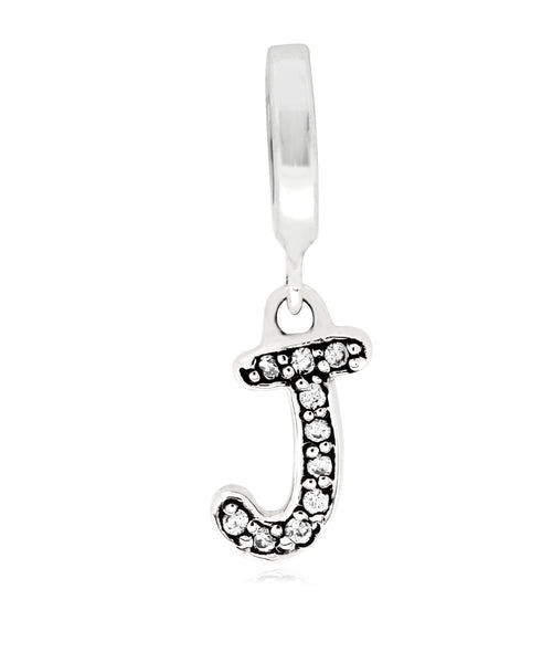 Cubic Zirconia Inital Charm in Sterling Silver (26 letters) - Rhona Sutton Jewellery