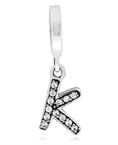 Cubic Zirconia Inital Charm in Sterling Silver (26 letters) - Rhona Sutton Jewellery