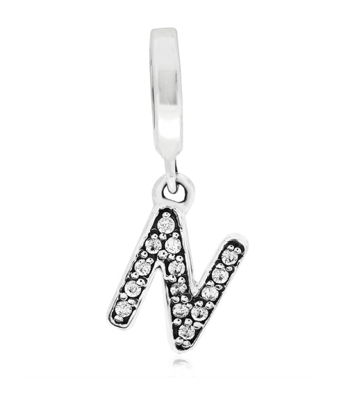 Cubic Zirconia Inital Charm in Sterling Silver (26 letters) - Rhona Sutton Jewellery