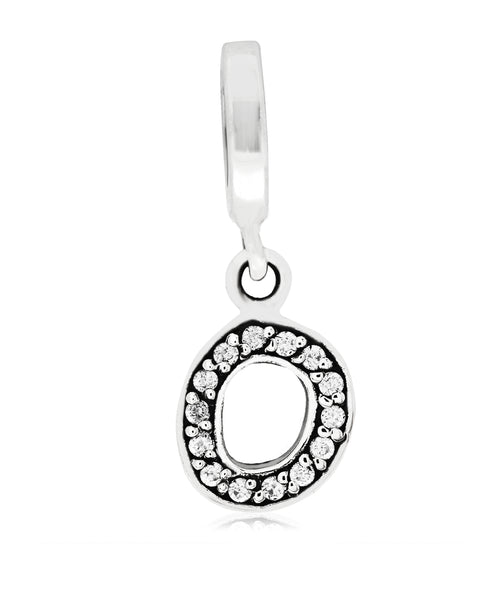 Cubic Zirconia Inital Charm in Sterling Silver (26 letters) - Rhona Sutton Jewellery