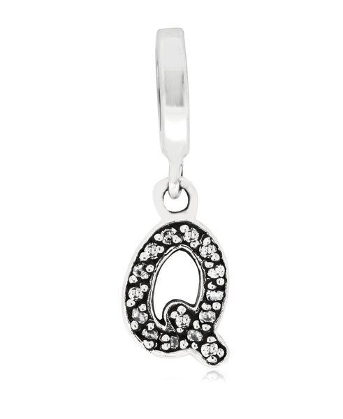 Cubic Zirconia Inital Charm in Sterling Silver (26 letters) - Rhona Sutton Jewellery