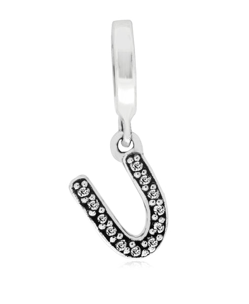 Cubic Zirconia Inital Charm in Sterling Silver (26 letters) - Rhona Sutton Jewellery