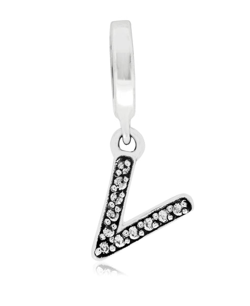 Cubic Zirconia Inital Charm in Sterling Silver (26 letters) - Rhona Sutton Jewellery