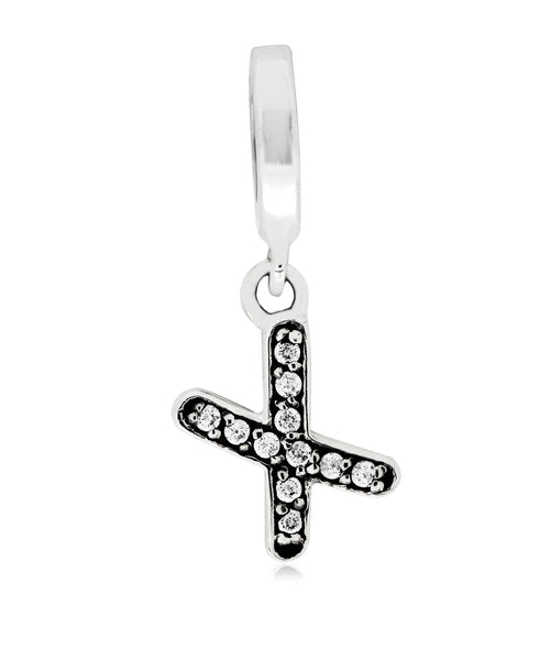 Cubic Zirconia Inital Charm in Sterling Silver (26 letters) - Rhona Sutton Jewellery