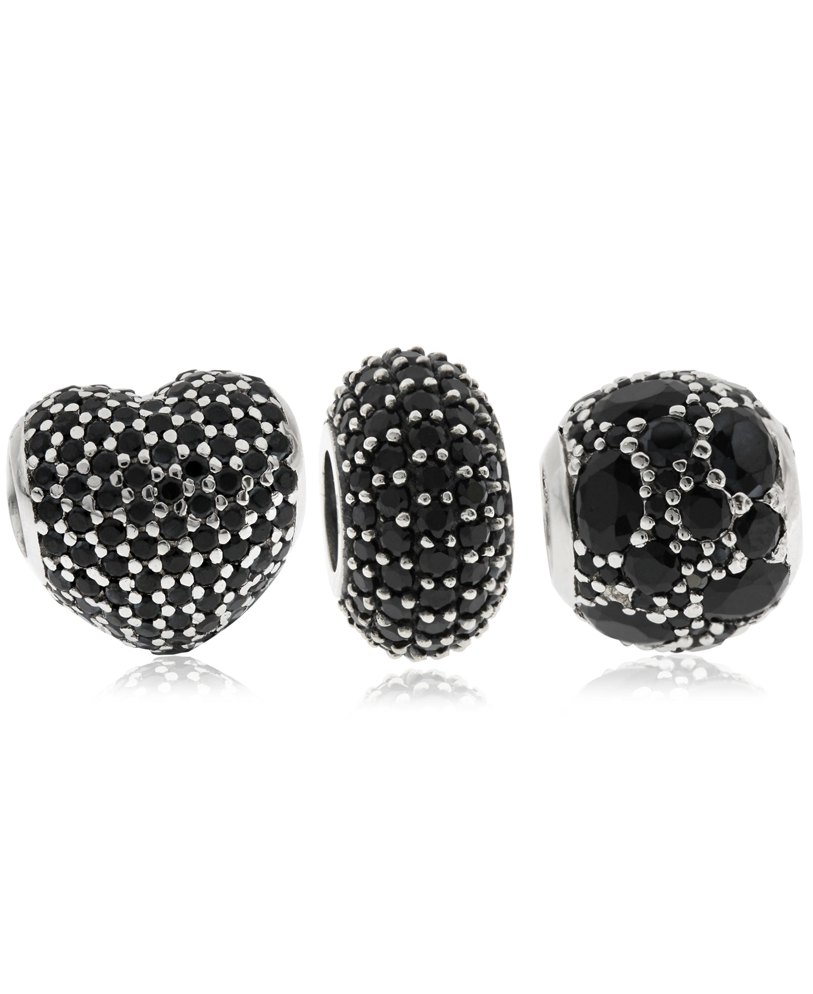 3-Pc. Set Pavé Bead Charms in Sterling Silver (4 colors) - Rhona Sutton Jewellery