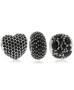 3-Pc. Set Pavé Bead Charms in Sterling Silver (4 colors) - Rhona Sutton Jewellery