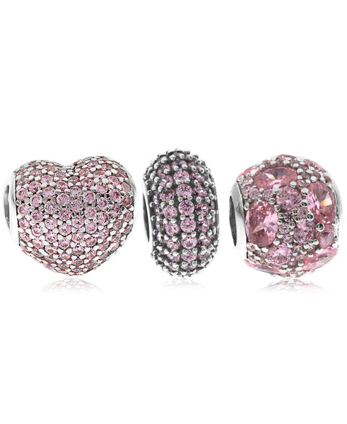 3-Pc. Set Pavé Bead Charms in Sterling Silver (4 colors) - Rhona Sutton Jewellery